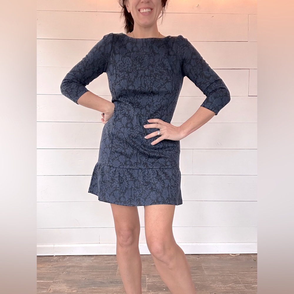 Loft Blue Womens 4P Long Sleeve Floral Dress